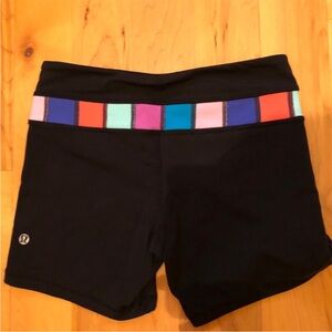 lululemon BIKER SHORTS Women's Black Shorts with Colorful Waistband